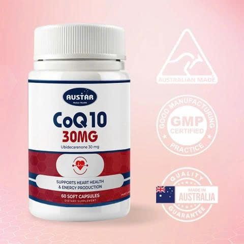 Viên Uống AUSTAR CoQ10 30MG - Hỗ Trợ Sức Khỏe Tim Mạch - Năng Lượng và Bảo Vệ Oxy Hóa (60 Viên)