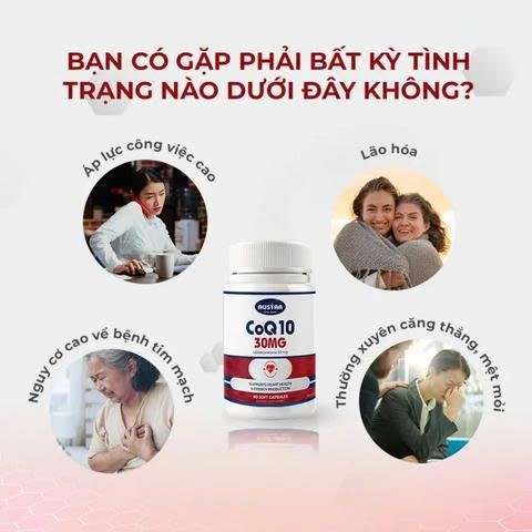 Viên Uống AUSTAR CoQ10 30MG - Hỗ Trợ Sức Khỏe Tim Mạch - Năng Lượng và Bảo Vệ Oxy Hóa (60 Viên)