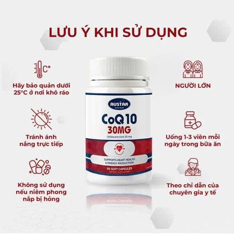 Viên Uống AUSTAR CoQ10 30MG - Hỗ Trợ Sức Khỏe Tim Mạch - Năng Lượng và Bảo Vệ Oxy Hóa (60 Viên)