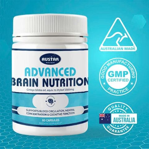 Viên Uống Bổ Não Austar Advanced Brain Nutrition - Tăng Cường Trí Nhớ & Tập Trung, Chiết Xuất Bạch Quả Ginkgo Biloba (60 Viên)