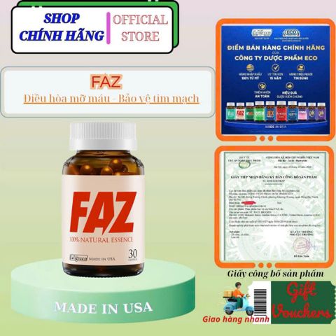 Viên uống FAZ - Điều Hòa Mỡ Máu, Hỗ Trợ Tim Mạch hộp 30 Viên