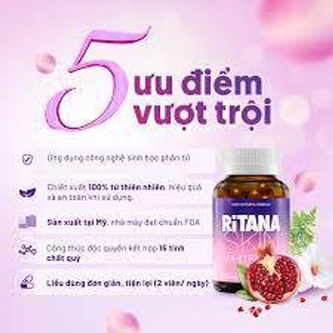 Combo 2 hộp Ritana 60 viên tặng 1 Hộp 15 viên giúp làm mờ thâm nám, chống lão hoá da, cải thiện nhăn khô chảy xệ da