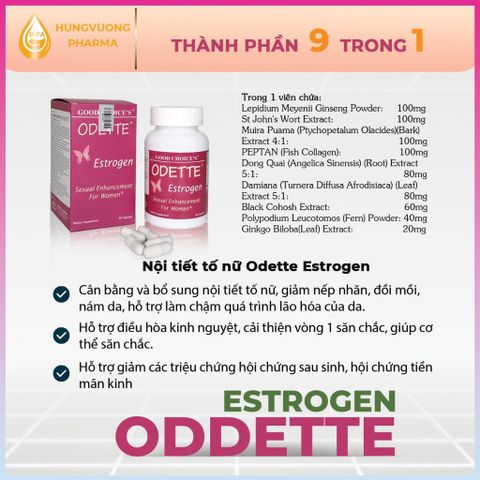 Viên uống Odette Estrogen hỗ trợ cân bằng nội tiết tố, sinh lý nữ nhập khẩu mỹ không chứa mầm đậu nành hộp 60 viên
