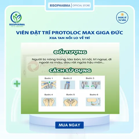 Đặt Trĩ Protoloc Max Giga Công Nghệ Đức duocsy_giangle - Giảm Sưng Đau, Co Búi Trĩ