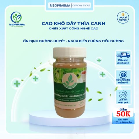 Cao Khô Dây Thìa Canh Risopharma - 100% Nguyên Chất Hỗ Trợ Ổn Định Đường Huyết, Ngăn Ngừa Biến Chứng Tiểu Đường