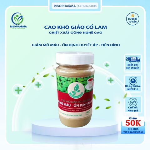 Cao Khô Giảo Cổ Lam Risopharma - Hỗ Trợ Giảm Mỡ Máu, Ổn Định Huyết Áp, Ngủ Ngon, Giảm Đau Đầu 100g