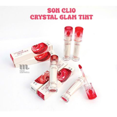Son Tint Clio Bóng Lì Crystal Glam Tint 3.4g - Màu 18 Fresh Apple, Hiệu Ứng Môi Căng Bóng, Cấp Ẩm, Thiết Kế Đầu Cọ Trái Tim