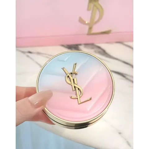 Set Bản Giới Hạn YSL Valentine 2025 - Cushion Touche Éclat Glow-Pact SPF50+ và Son Slim Ombre Xanh Hồng Sang Trọng