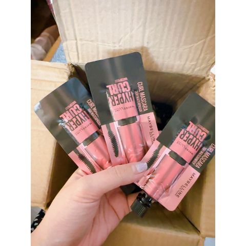 Mascara Mini 3ml Maybelline Hyper Curl - Giúp Dài và Cong Mi, Không Vón Cục, Chống Nước, Bền Đẹp Suốt 18 Giờ