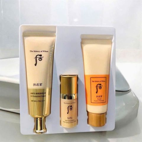 Bộ Kem Chống Nắng Whoo Jinheayoon Sun Wrinkle SPF 50+ - Giảm Nhăn, Làm Sáng Da, Set Chăm Sóc Da Hoàng Cung