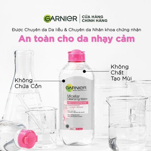 Nước Tẩy Trang Làm Sạch Sâu Dịu Nhẹ Garnier 50ml - An Toàn Cho Da Nhạy Cảm, Không Cồn, Không Kích Ứng