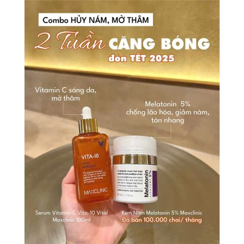Serum Vitamin C Dưỡng Sáng Da Mờ Thâm Maxclinic Vita-10 Vital Ampoule 100ml - Tinh Chất Chống Oxy Hóa Giúp Da Tươi Trẻ, Sáng Khỏe