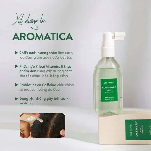 Xịt Dưỡng Chân Tóc Aromatica Rosemary 100ml - Sản Phẩm Dưỡng Tóc An Toàn, Kích Thích Mọc Tóc, Cho Tóc Mềm Mượt
