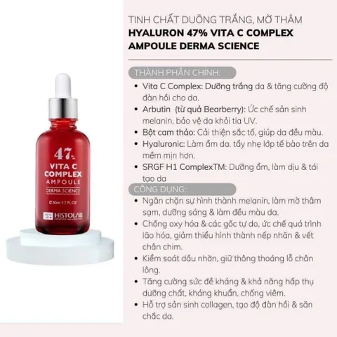 Serum Histolab Phục Hồi Da - Dưỡng Ẩm, Ngừa Mụn, Sáng Da, Chống Lão Hóa - Chứa 62% Hyaluron và Vitamin C 47%