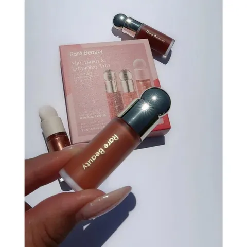 Bộ 3 Thỏi Má Hồng Dạng Kem & Highlight Rare Beauty - Phiên Bản Giới Hạn Mini Blush và Luminize Cho Làn Da Rạng Rỡ