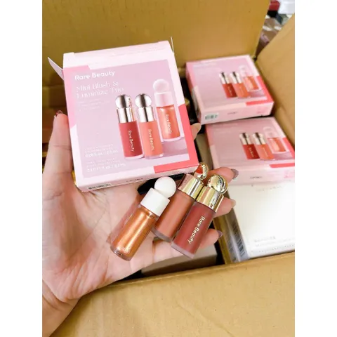 Bộ 3 Thỏi Má Hồng Dạng Kem & Highlight Rare Beauty - Phiên Bản Giới Hạn Mini Blush và Luminize Cho Làn Da Rạng Rỡ