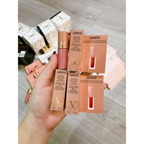 [Mini 3,9ml] Má Hồng + Son Kem Valentino Liquirosso Lip & Blush Blur