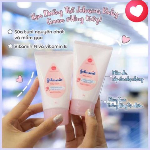 Kem Dưỡng Da Johnson's Baby 50g - An Toàn Cho Da Mẹ Và Bé, Giúp Da Mềm Mịn, Trắng Hồng Tự Nhiên, Thích Hợp Với Da Nhạy Cảm