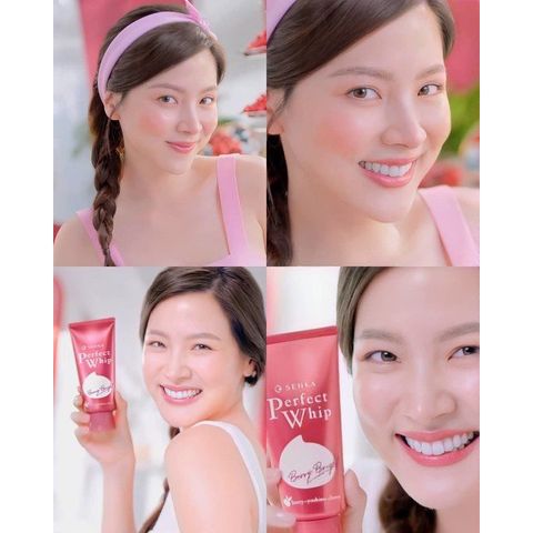 Sữa Rửa Mặt Senka Perfect Whip Berry Bright 100g - Làm Sạch Sâu & Dưỡng Da Sáng Hồng, Chiết Xuất Thiên Nhiên, An Toàn Cho Da Nhạy Cảm