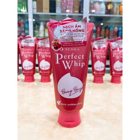 Sữa Rửa Mặt Senka Perfect Whip Berry Bright 100g - Làm Sạch Sâu & Dưỡng Da Sáng Hồng, Chiết Xuất Thiên Nhiên, An Toàn Cho Da Nhạy Cảm