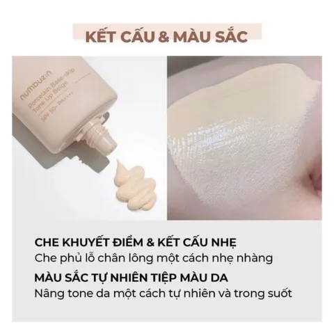 Kem Nâng Tone Chống Nắng Numbuzin No.3 Porcelain - SPF50, Base-skip Tone Up Beige, Dưỡng Da, Làm Sáng Màu và Che Khuyết Điểm 50ml