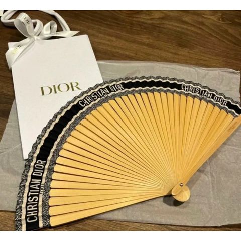 Quạt Cầm Tay DIOR Eventail Dioriviera 2023 - Quạt Gấp Sensu Màu Xanh Đen Sang Trọng - Quà Tặng Thời Trang Cao Cấp