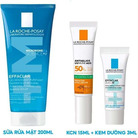 Set 3 Món Sữa Rửa Mặt La Roche-Posay Effaclar Gel - Dành Cho Da Dầu Mụn, Làm Sạch Nhẹ Nhàng, Giảm Mụn, Làm Dịu Da Nhạy Cảm
