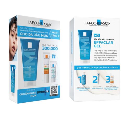 Set 3 Món Sữa Rửa Mặt La Roche-Posay Effaclar Gel - Dành Cho Da Dầu Mụn, Làm Sạch Nhẹ Nhàng, Giảm Mụn, Làm Dịu Da Nhạy Cảm