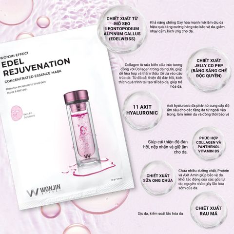 Mặt Nạ Wonjin Effect Edel Rejuvenation 30g - Nâng Cơ, Trẻ Hóa Da, Chăm Sóc Da Cao Cấp Hàn Quốc, Collagen và Chiết Xuất Edelweiss