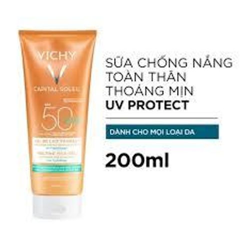 Kem Chống Nắng Toàn Thân Vichy Gel Sữa SPF 50 PA+++ 200ml - Dưỡng Ẩm, Không Gây Nhờn Rít, An Toàn Cho Mọi Loại Da