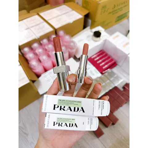 Son Thỏi Prada Monochrome Hyper Matte 3.8g - B101 Tiepolo Nâu Hồng Đất, Chất Lì Mịn, Sang Trọng, Bền Màu, Thời Trang Thanh Lịch