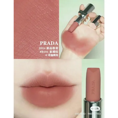 Son Thỏi Prada Monochrome Hyper Matte 3.8g - B101 Tiepolo Nâu Hồng Đất, Chất Lì Mịn, Sang Trọng, Bền Màu, Thời Trang Thanh Lịch