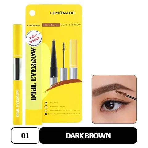 Chì Kẻ Mày 2 Đầu LEMONADE Want It Got It Nâu Đậm - Mascara và Kẻ Mày Độc Đáo, Bền Màu, Chống Nước, Dễ Dùng