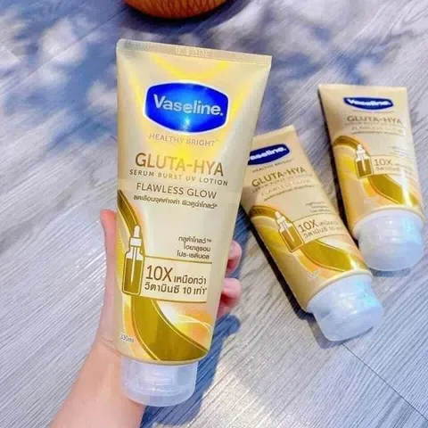 Vaseline Dưỡng Thể Ban Ngày 10X Gluta-Hya 330ML - Chai Vàng, Dưỡng Sáng Da, Chống Nắng UV Flawless Glow, Dưỡng Ẩm Mịn Màng