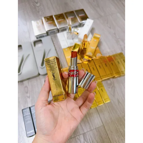 Son YSL Rouge Volupte Candy Glaze 4 Nude Pleasure 3.2g - Màu Cam Đất