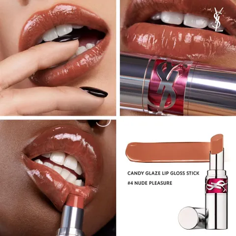 Son YSL Rouge Volupte Candy Glaze 4 Nude Pleasure 3.2g - Màu Cam Đất