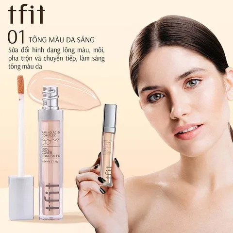 Kem Che Khuyết Điểm Tfit Idol Cover Concealer Màu 01 - Che Phủ Cao Cho Làn Da Mịn Màng, Không Lem, Dành Cho Da Nhạy Cảm, Xuất Xứ Hàn Quốc