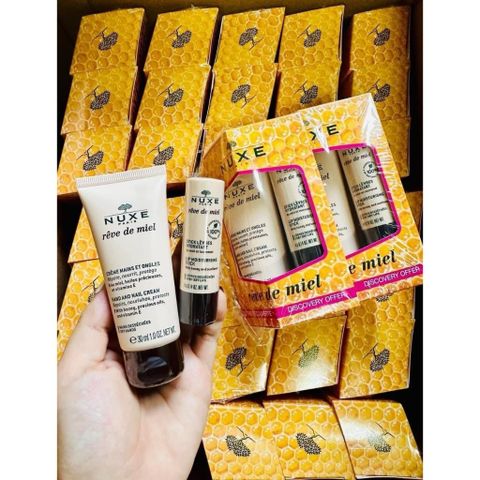 Bộ Dưỡng Ẩm Nuxe Reve De Miel – Son Dưỡng Môi & Kem Dưỡng Tay 30ml – Sản Phẩm Thiên Nhiên Đẹp Da, Mềm Mịn, Ngăn Ngừa Lão Hóa