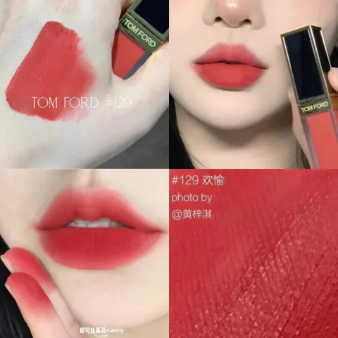 Son Kem Tom Ford Liquid Lip Luxe Matte 129 Carnal Red - Đỏ Cam Hồng Tươi Tắn, Chất Son Mịn, Lì, Đáng Mua Cho Mùa Hè Năng Động