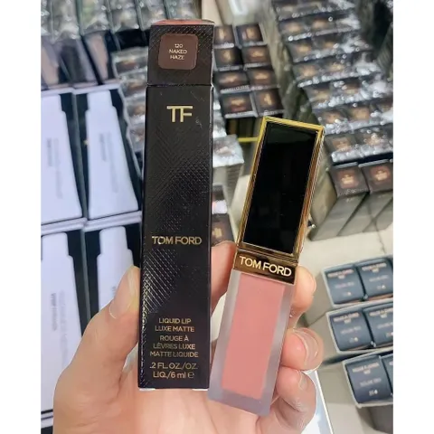 Son Kem Tom Ford Liquid Lip Luxe Matte 120 Naked Haze - Màu Hồng Nude Cao Cấp, Độ Bền Màu Lên Đến 10 Giờ, Dưỡng Ẩm Mềm Mại