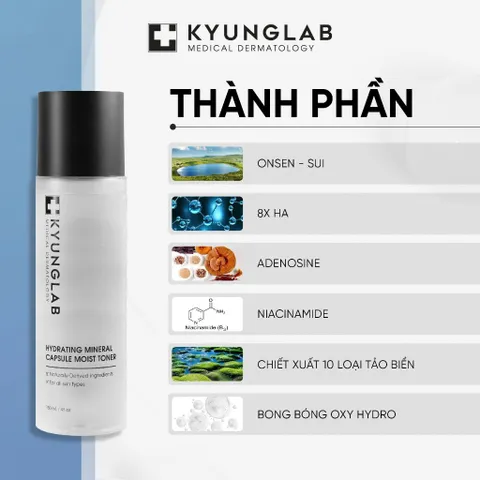 Toner Kyunglab 150ml - Nước Khoáng Từ Auvergne, Cấp Ẩm, Làm Dịu Da, Giảm Mụn, Phù Hợp Với Mọi Loại Da, Sản Phẩm Thiên Nhiên Hàn Quốc