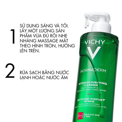 Sữa Rửa Mặt Gel Vichy Normaderm 400ml - Làm Sạch Sâu, Giảm Nhờn, Kiểm Soát Mụn Cho Da Nhạy Cảm