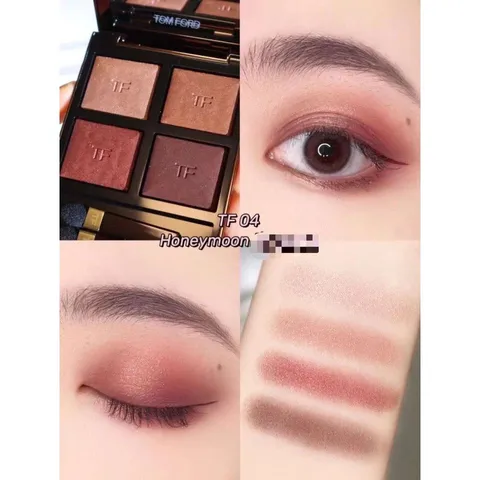 Phấn Mắt Tom Ford Eye Shadow Quad 04 Honey Moon - Phấn Nhũ Dễ Dàng Tạo Kiểu Mắt Lung Linh, Hộp Sang Trọng có Gương, Tặng Chổi Trang Điểm