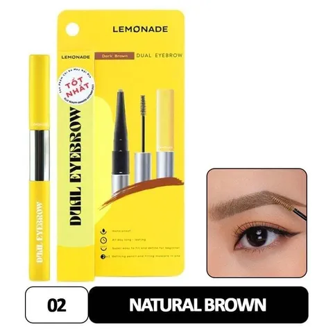 Chì Kẻ Mày 2 Đầu LEMONADE - Bộ Định Hình và Mascara Lông Mày Nâu Sáng, Bền Màu 8 Giờ, Không Thấm Nước