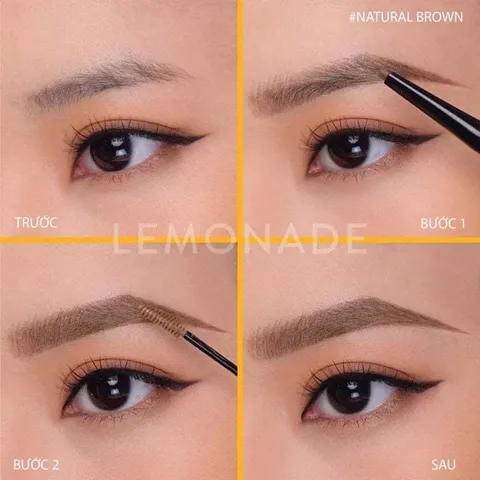 Chì Kẻ Mày 2 Đầu LEMONADE - Bộ Định Hình và Mascara Lông Mày Nâu Sáng, Bền Màu 8 Giờ, Không Thấm Nước