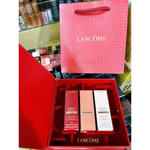 Set 3 Son Thỏi Lì Lancôme Limited Edition 2023 Họa Tiết Trái Tim - Chất Son Mịn, Bám Màu Lâu, Thiết Kế Sang Trọng