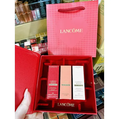 Set 3 Son Thỏi Lì Lancôme Limited Edition 2023 Họa Tiết Trái Tim - Chất Son Mịn, Bám Màu Lâu, Thiết Kế Sang Trọng