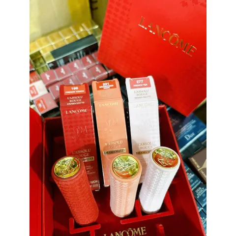 Set 3 Son Thỏi Lì Lancôme Limited Edition 2023 Họa Tiết Trái Tim - Chất Son Mịn, Bám Màu Lâu, Thiết Kế Sang Trọng