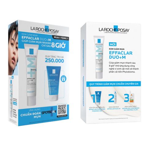 Bộ Sản Phẩm La Roche-Posay Kem Dưỡng Giảm Mụn Duo+ 40ml và Gel Rửa Mặt Effaclar 50ml - Giải Pháp Hoàn Hảo Cho Da Dầu và Mụn