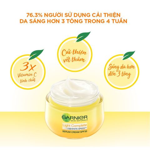 Kem Dưỡng Ban Ngày Garnier Light Complete Serum Cream SPF30 50ml - Dưỡng Sáng, Bảo Vệ, Cấp Ẩm Cho Mọi Loại Da